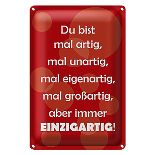 Blechschild Spruch 20x30cm Du bist Einzigartig