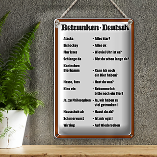Blechschild Spruch 20x30cm Betrunken Deutsch
