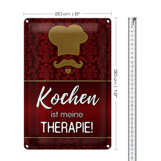 Blechschild Spruch 20x30cm Kochen ist meine Therapie