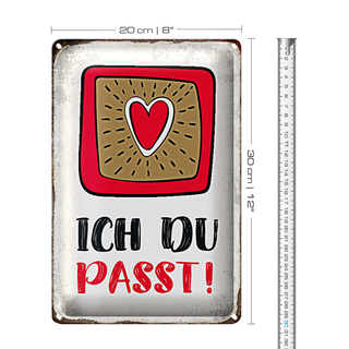 Blechschild Spruch 20x30cm ich du passt Herz Liebe
