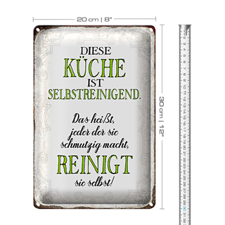 Blechschild Spruch 20x30cm diese Küche ist selbstreinigend