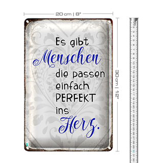 Blechschild Spruch 20x30cm gibt Menschen passen ins Herz
