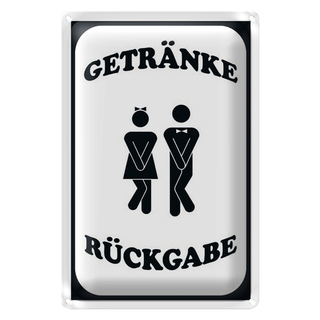 Blechschild Spruch 20x30cm Getränke Rückgabe WC lustig