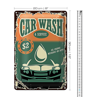 Blechschild Retro 20x30cm Car Wash Service mechanic on duty