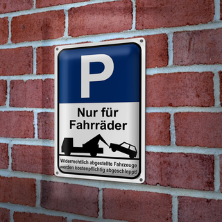 Blechschild Parken 20x30cm Parkplatzschild nur Fahrräder