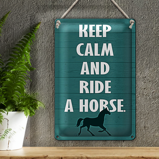 Blechschild Spruch 20x30cm keep calm and ride a horse Pferd