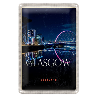 Blechschild Reise 20x30cm Glasgow Scotland Retro Hafenstadt