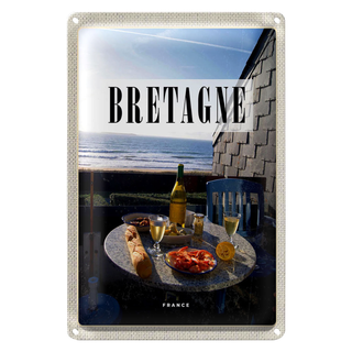 Blechschild Reise 20x30cm Bretagne Drance Urlaub Frühstück