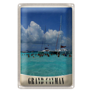 Blechschild Reise 20x30cm Grand Cayman Insel Amerika Yacht