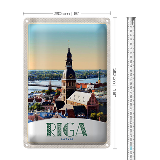 Blechschild Reise 20x30cm Riga Lettland Kirche Architektur