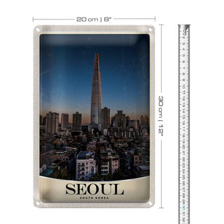 Blechschild Reise 20x30cm Seoul Süd Korea Wolkenkratzer Stadt