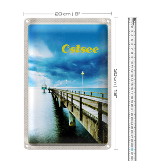 Blechschild Reise 20x30cm Ostsee Deutschland Gehweg Meer Strand