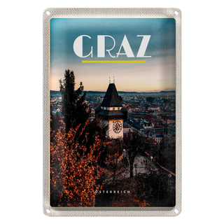 Blechschild Reise 20x30cm Graz Österreich Kirche Altstadt Urlaub