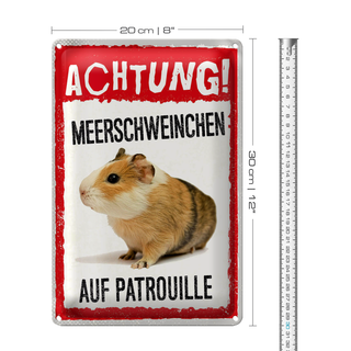 Blechschild Spruch 20x30cm Achtung Meerschweinchen Patrouille