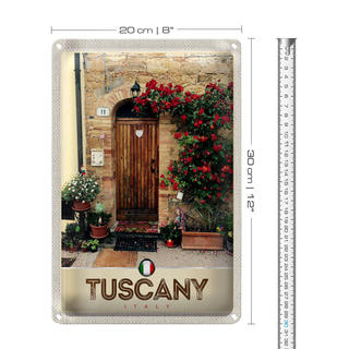 Blechschild Reise 20x30cm Toskana Italien Haustür Blumen Schild