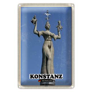 Blechschild Städte Konstanz Imperia Skulptur 20x30cm
