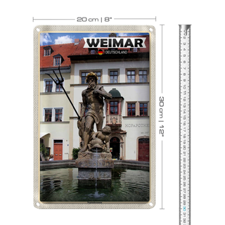 Blechschild Städte Weimar Neptunbrunnen Architektur 20x30cm