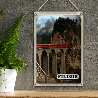 Blechschild Reise Filisur Schweiz Landwasserviadukt 20x30cm