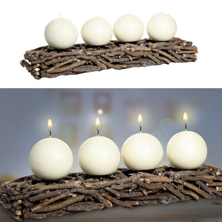Adventsleuchter für vier Kerzen Äste 55x7x14cm rechteckig Holz Metall Kerzenhalter Leuchter Advent Stumpenkerze