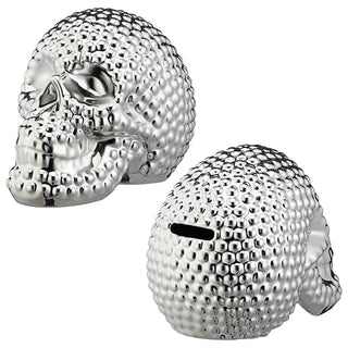 Spardose Totenkopf silber glänzend Sparbüchse Gelddose Dose Sparschwein