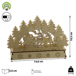 LED Schwibbogen Schlitten Rentier 14x10,5x5cm Lichterbogen Holzbeleuchtung Holzleuchter