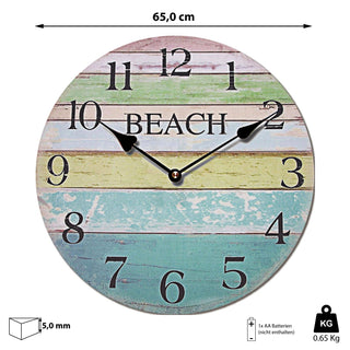 Wanduhr XL Ø 45 cm Beach im Vintage Look