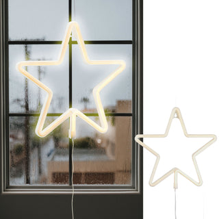 Neonleuchte Stern Fensterdeko 28x28cm Leuchtstern Adventsstern Lichtschlauch warmweiß batteriebetrieben