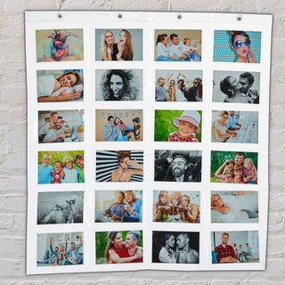 Fotovorhang mit 24 Taschen für 15x10 Bilder Querformat Fotohalter Bildervorhang