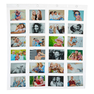 Fotovorhang mit 24 Taschen für 15x10 Bilder Querformat Fotohalter Bildervorhang
