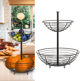 Etagere aus Metall mit 2 Körben schwarz Höhe 40 cm Obstkorb Aufbewahrung Metallgestell