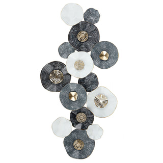Wanddeko aus Metall Wandbild Wandskupltur Blüten Blumen blau/gold B68xH135cm