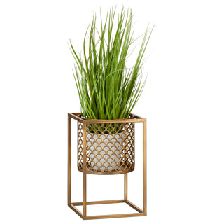 Pflanztopf quadratischer Ständer gold H25 cm Ø17 cm Blumentopf Blumenständer
