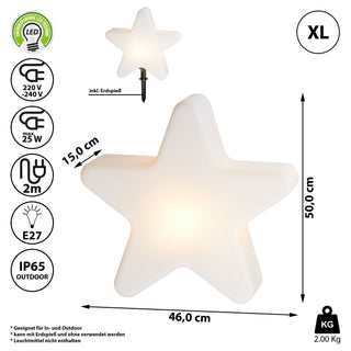 Sternlampe XL Outdoor mit Steckfuß 50cm Stern Leuchte Lampe Erdspieß Indoor Outdoor Gartenleuchte