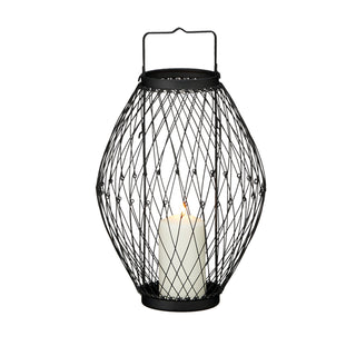 3in1 Metalllaterne schwarz flexibel Windlicht Kerzenhalter Gartenlaterne