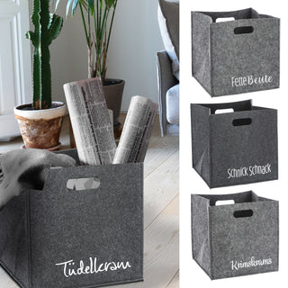 Aufbewahrungsbox aus Filz mit Sprüchen im 4er Set Sortierboxen 28x28 cm