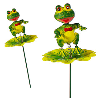 12er Set Blumenstecker Tiere auf Blatt H60cm Eisen Polystyrol bunt Biene Frosch Raupe Marienkäfer beweglich Gartendekoration