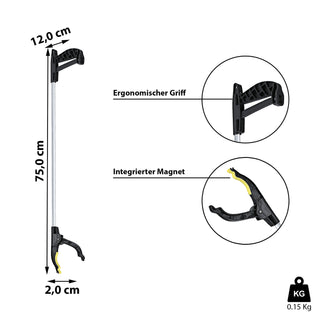 Greifarm mit Magnet 75cm Greifzange Greifer Greifhilfe Aluminium Werkzeug