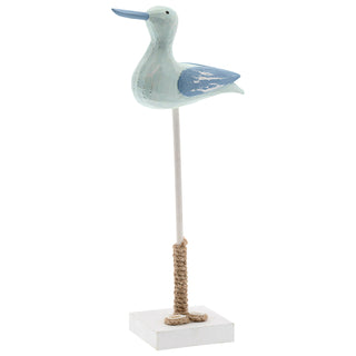 Seemöwe auf Fuß H36cm Holz Muscheln Seil maritim Vogel Möve Dekovogel See Meeresvogel
