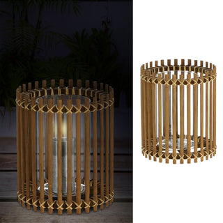 WIndlicht Rattan natur Glaseinsatz Kerzen Teelichter H20cm Laterne Kerzentständer Dekoleuchte