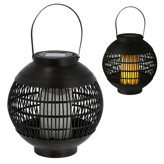 LED Solar Laterne Henkel 11x13cm Kunststoff schwarz Gartenleuchte Flammenflackern warmweiß 12 SMD Leds IP44