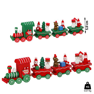 2x Holzzug 4tlg rot grün Zug Weihnachtszug Weihnachtsdeko Eisenbahn Holzeisenbahn Lokomotive