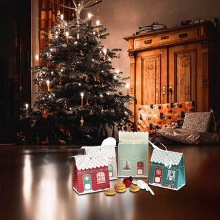 Adventskalender Haus DIY Bastelset 24tlg Häuser Tannen Weihnachten Adventszeit Kalender bunt Papierhaus