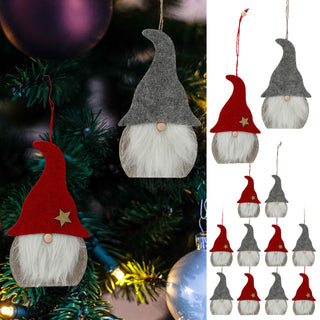 Wichtel 12er Set je 6x rot und 6x grau zum Aufhängen H15cm Zwerg Weihnachtswichtel Wichtelmännchen Zwerg Adventsdeko Weihnachtsdeko