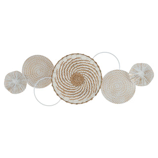 Wanddeko Metall Wandbild Wandskupltur 74x26x6cm Eisen Kreismotive Metalldekoration naturfarben