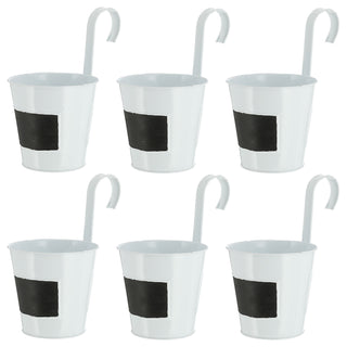 Übertopf 6er Set | weiß Ø15cm H5cm | Kräutertopf zum Aufhängen und Beschriften | Blumentopf Blechtopf Topf Hängetopf…