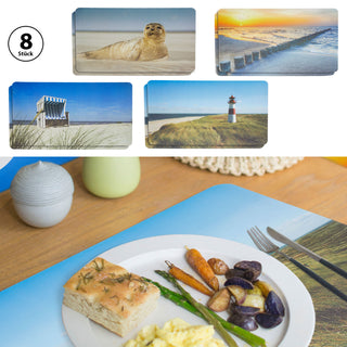 Platzmatte 8er Set "Maritim" 4 Motive á 2 Stück Platzset Tischauflage Tellerunterlage