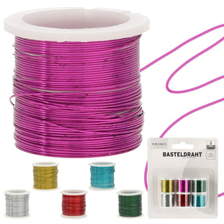 Basteldraht 6er Set 3,40m Eisen gold silber pink rot grün türkis Wickeldraht Floristikdraht Draht zum Basteln Deko Gestecke Adventskranz Blumendekoration