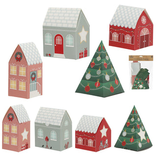 Adventskalender Haus DIY Bastelset 24tlg Häuser Tannen Weihnachten Adventszeit Kalender bunt Papierhaus