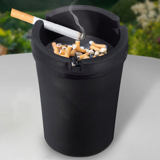 Reiseaschenbecher 12er Set im Display schwarz 8x11x8cm Kunststoff Deckel abnehmbar Tischaschenbecher Ascher