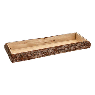 Holztablett mit Rinde 38x4x13cm Paulowniaholz braun rechteckig Tablett Dekotablett Holzschale Baumscheibenschale